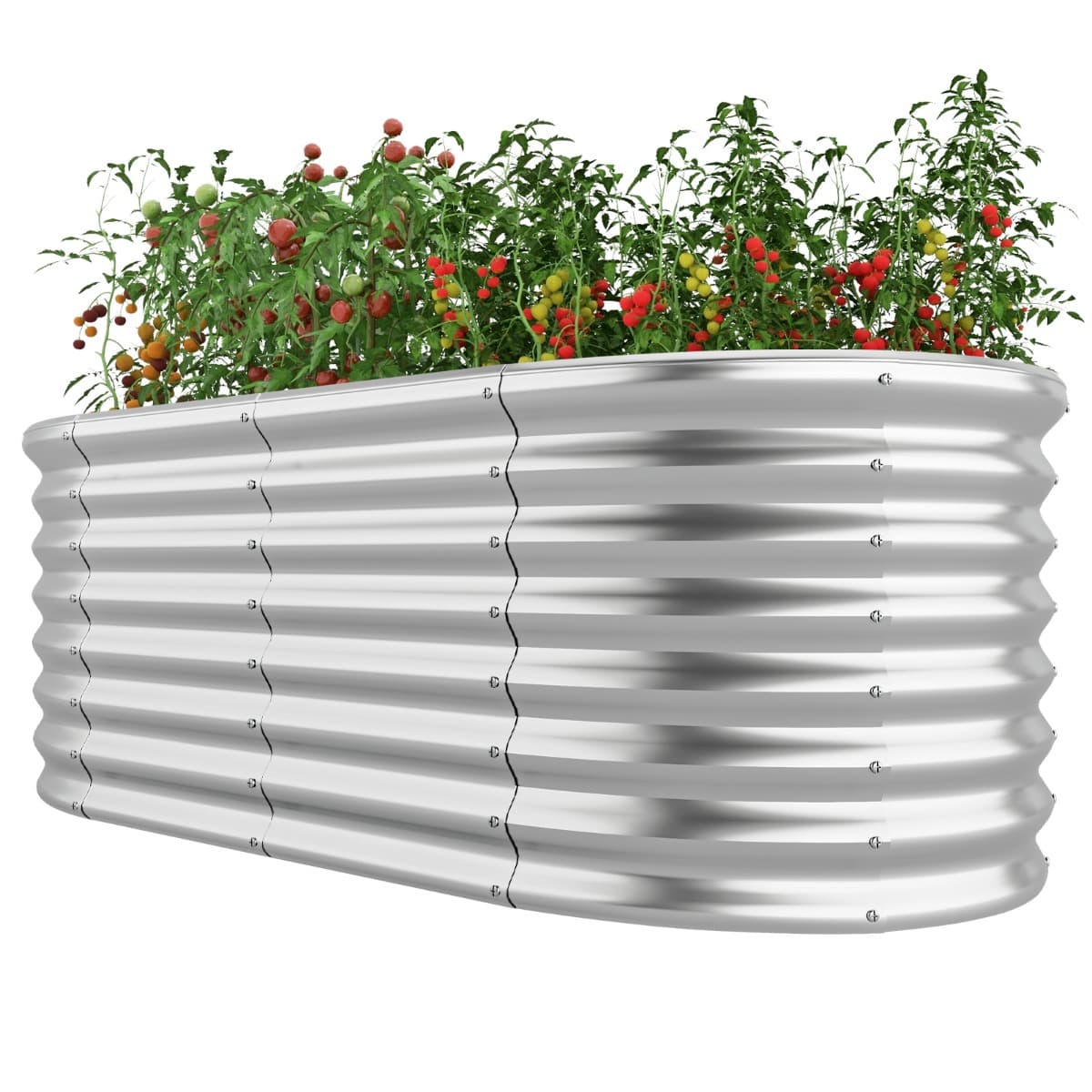 CostwayLit de Jardin Surélevé de 60 cm à Fond Ouvert Jardinière Surélevée Ovale en Métal avec Bords Arrondis Sécurisés 165x80x60cm Argent